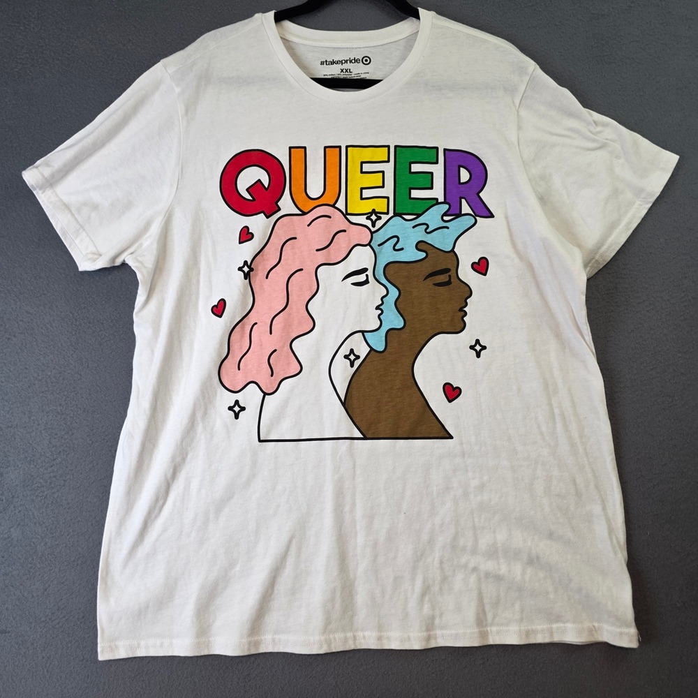 Target takepride Queer Graphic T-Shirt White XXL LGBTQ Pride Month Tee 3147 - Picture 1 of 6